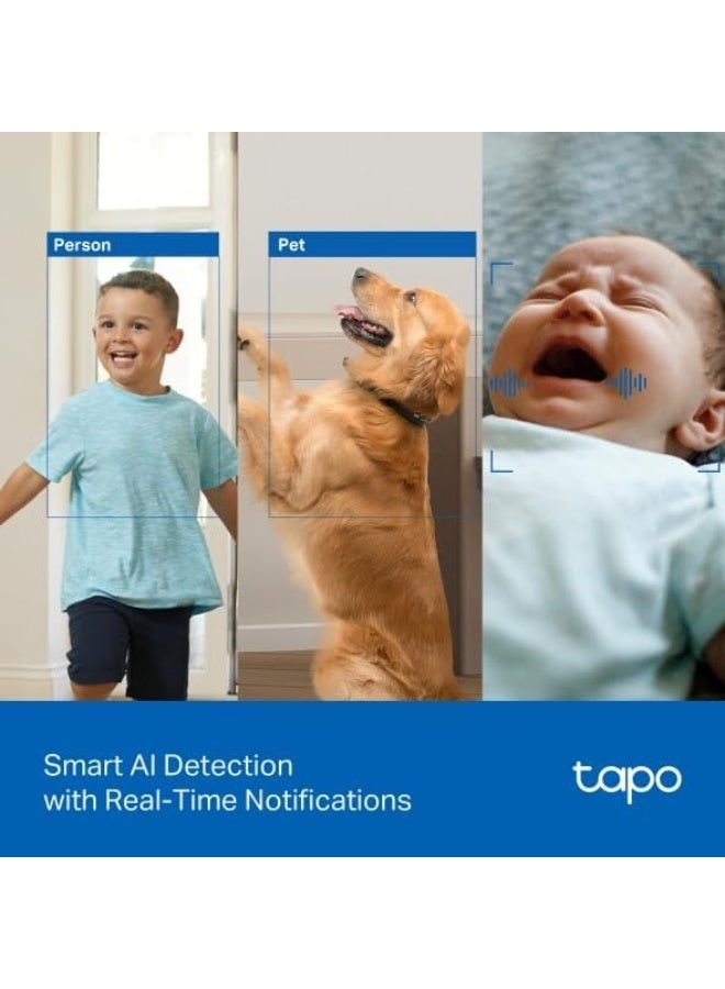 Tapo C250 4K 8MP Pan/Tilt AI Home Security WiFi Camera, 360° Indoor Surveillance Camera with Auto Tracking, Night Vision 40ft, Motion Detection, 2-Way Audio, Alexa & Google Assistant Compatible - Image 5