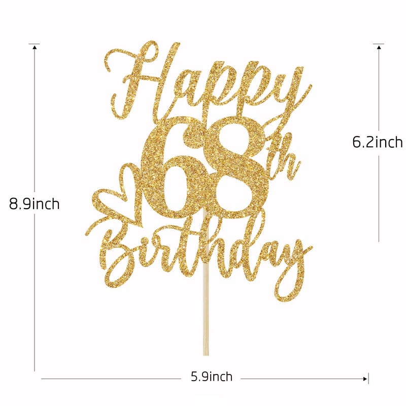 Yotawebery Happy 68th Birthday Cake Topper  68th Birthday Decorations for Men/Women  Cheers to 68 Years  Hello 68  68th Happy Birthday Party Supplies Gold Glitter - Image 5