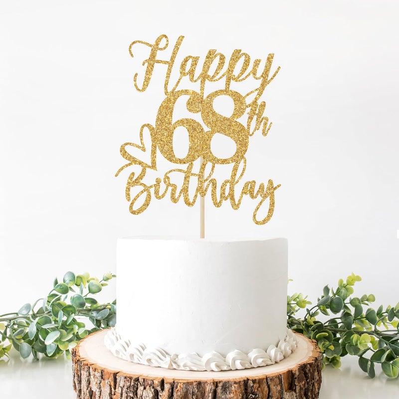 Yotawebery Happy 68th Birthday Cake Topper  68th Birthday Decorations for Men/Women  Cheers to 68 Years  Hello 68  68th Happy Birthday Party Supplies Gold Glitter - Image 4