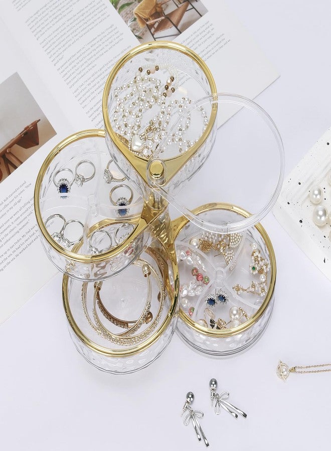 LETURE 4-Layers Rotatable Jewelry Organizer Storage Box, Clear Jewelry Holder Case for Ring Earring Necklaces Bracelets Makeup Hair Accessories - Image 5