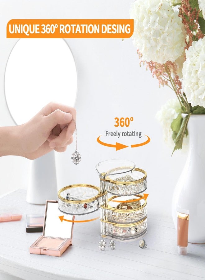 LETURE 4-Layers Rotatable Jewelry Organizer Storage Box, Clear Jewelry Holder Case for Ring Earring Necklaces Bracelets Makeup Hair Accessories - Image 4