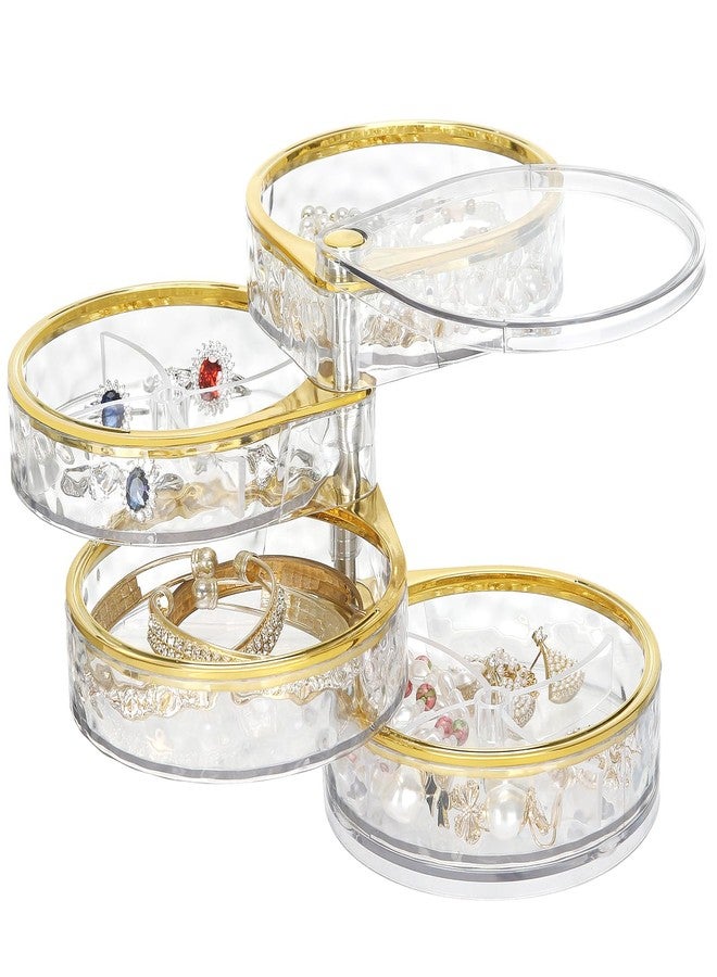 LETURE 4-Layers Rotatable Jewelry Organizer Storage Box, Clear Jewelry Holder Case for Ring Earring Necklaces Bracelets Makeup Hair Accessories - Image 2