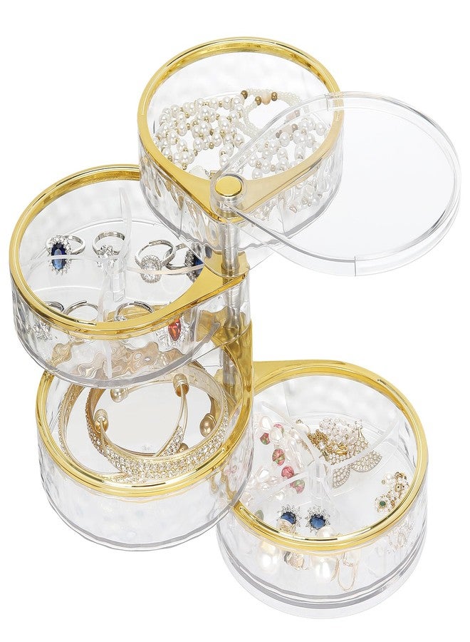 LETURE 4-Layers Rotatable Jewelry Organizer Storage Box, Clear Jewelry Holder Case for Ring Earring Necklaces Bracelets Makeup Hair Accessories - Image 1