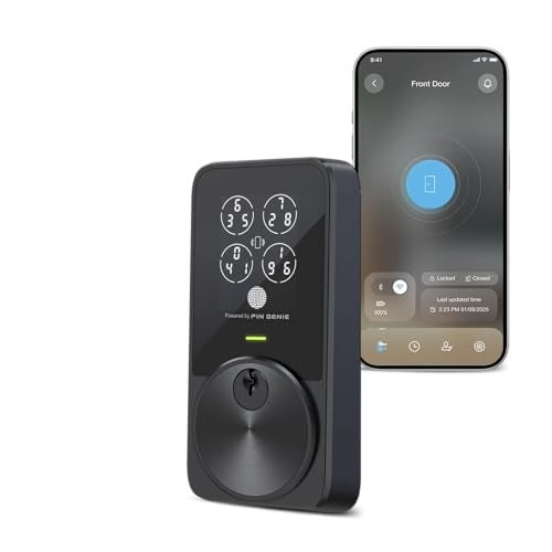Lockly PIN Genie Pro Zeno Series Smart Lock, Keyless Entry Door Lock with Apple Home Key, Built-in Wi-Fi Keypad Deadbolt Locks for Front Door, App Remote Control, IP65 Weatherproof, Easy Installation - Image 1