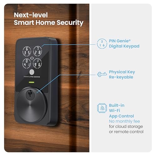 Lockly PIN Genie Pro Zeno Series Smart Lock, Keyless Entry Door Lock with Apple Home Key, Built-in Wi-Fi Keypad Deadbolt Locks for Front Door, App Remote Control, IP65 Weatherproof, Easy Installation - Image 2