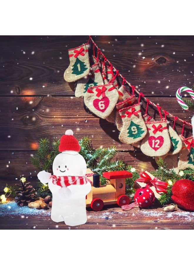 ستوبوك مجموعة من 3 زجاجات عصير على شكل رجل خبز الزنجبيل من ستوبوك، زجاجات عصير فارغة لعيد الميلاد، زجاجة شرب شفافة، زجاجة حليب وعصير مع قبعة ووشاح، لوازم حفلات عيد الميلاد (اللون أ) - Image 3