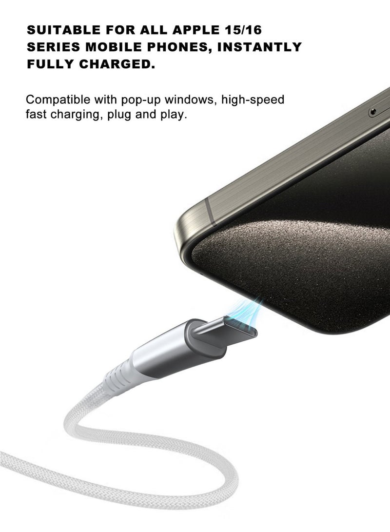كاراماندا كابل USB C إلى USB C 60 وات 1.5 متر PD 3.0 3A كابل شحن سريع من النوع C متوافق مع iPhone 16 15 Series MacBook Pro iPad Pro Samsung Galaxy S24 S23 Ultra Z Fold OPPO Honor OnePlus Huawei - Image 5