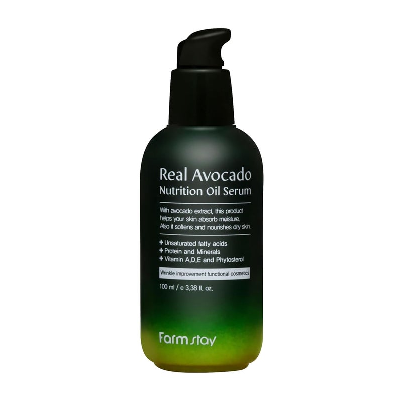 FARMSTAY Real Avocado Nutrition Oil Serum  Hydrating Brightening Serum for Fine Lines and Wrinkles  Avocado Extract  Locks In Moisture  338 oz