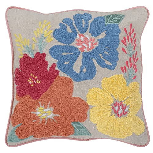 Haus & Kinder Embroidered Cushion Cover 16x16 Inch Set of 1 Premium Cotton Decorative Throw Pillow Cover for Sofa Couch Bed Soft Breathable Square Cushion Case Living Room Home Decor 40x40 cm Cushions - Image 3