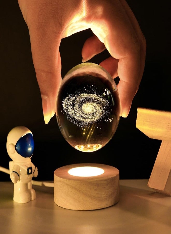 MODUX 3D Galaxy Crystal Ball Night Lamp – Engraved LED Table Lamp with Wooden Base, USB Rechargeable Night Light for Kids Room, Home & Office Décor, Birthday Gift (Galaxy Design) - Image 2