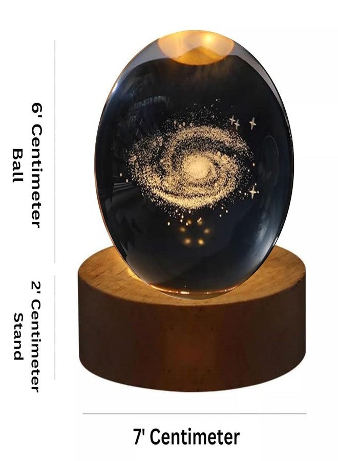 MODUX 3D Galaxy Crystal Ball Night Lamp – Engraved LED Table Lamp with Wooden Base, USB Rechargeable Night Light for Kids Room, Home & Office Décor, Birthday Gift (Galaxy Design) - Image 4