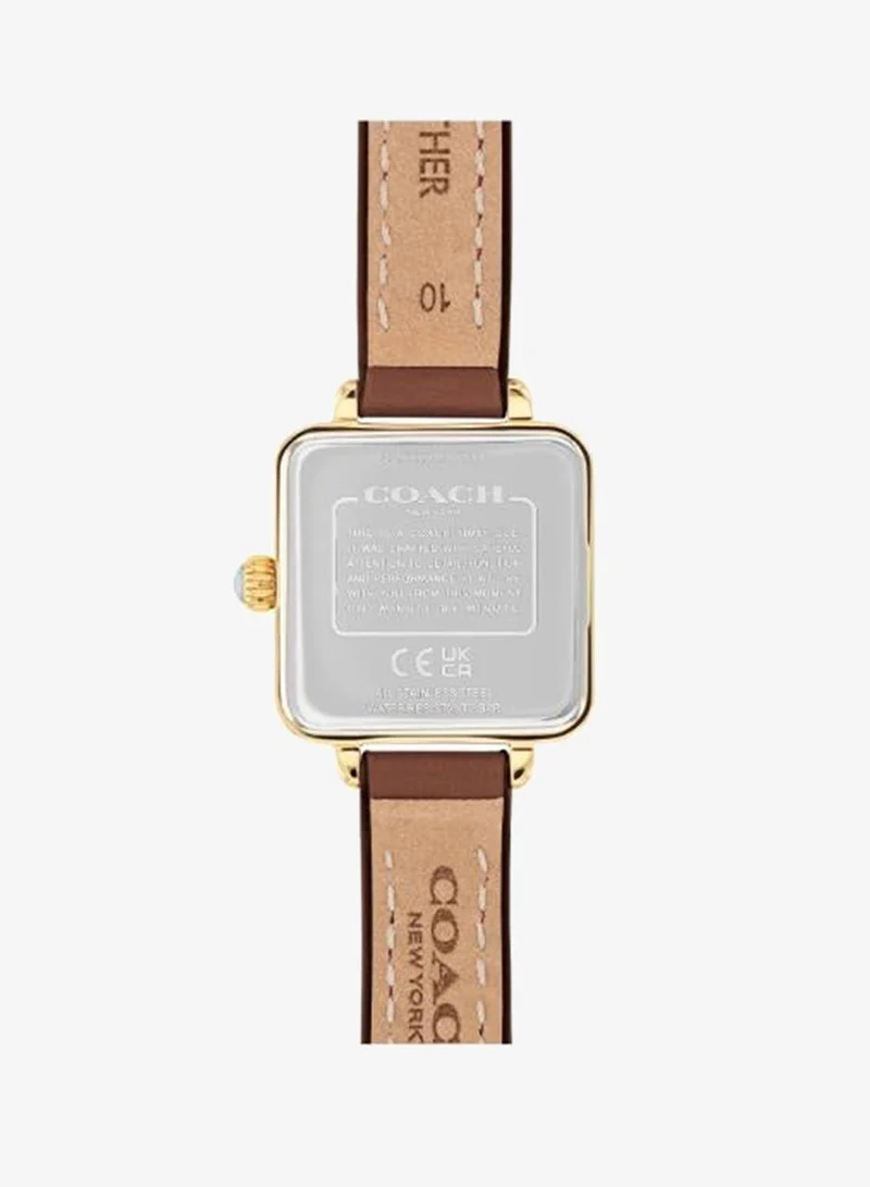 COACH Cass Coach Two Hand Quartz Movement Watch for Women CASS Collection with Brown Leather Strap - 14504231