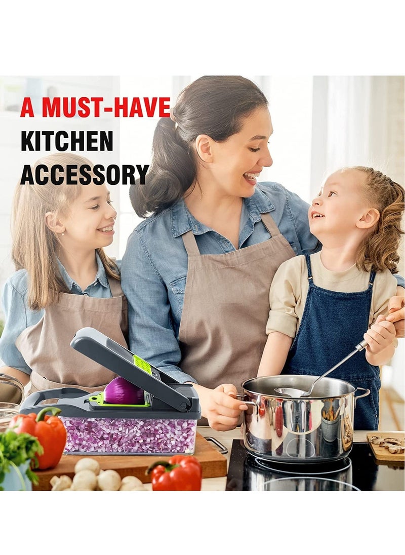 Raxoom Vegetable Chopper, Pro Onion Chopper, Multifunctional 13 in 1 Food Chopper, Kitchen Vegetable Slicer Dicer Cutter,Veggie Chopper With 8 Blades,Carrot and Garlic Chopper With Container - Image 5