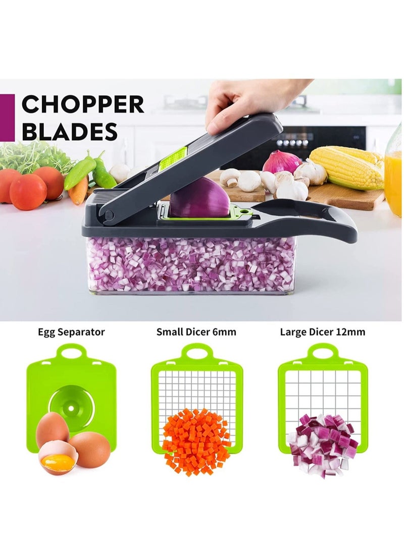 Raxoom Vegetable Chopper, Pro Onion Chopper, Multifunctional 13 in 1 Food Chopper, Kitchen Vegetable Slicer Dicer Cutter,Veggie Chopper With 8 Blades,Carrot and Garlic Chopper With Container - Image 3