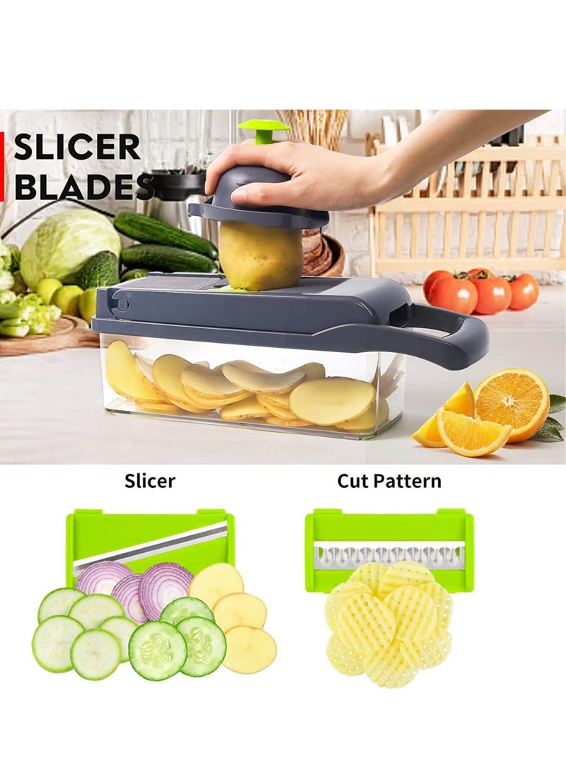 Raxoom Vegetable Chopper, Pro Onion Chopper, Multifunctional 13 in 1 Food Chopper, Kitchen Vegetable Slicer Dicer Cutter,Veggie Chopper With 8 Blades,Carrot and Garlic Chopper With Container - Image 4