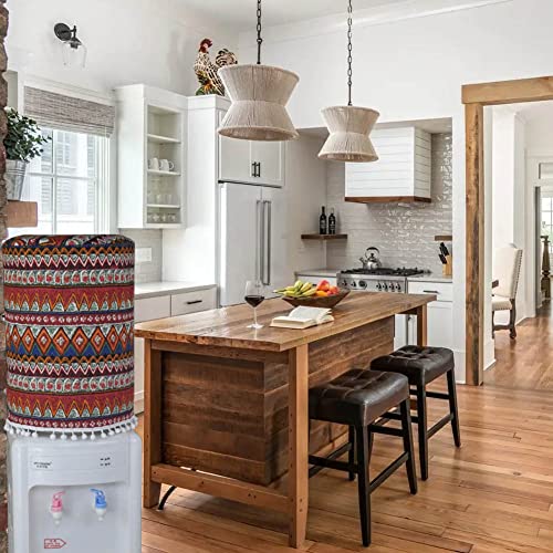 Yangshine 5 Gallon Water Dispenser Barrel Sleeve, Vintage Bohemia Style Water Bucket Dust Cover, Water Dispenser Bottle Protective Covers for Home Office Hotel Decro - Image 5