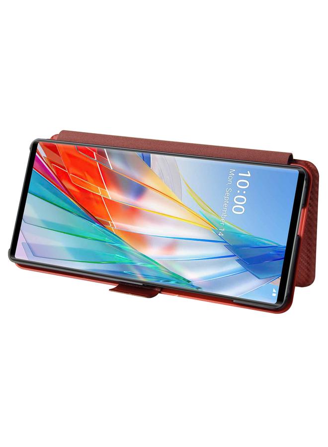 S-TOP Case For LG Wing 5G with Buckle Carbon Fiber Texture Horizontal Flip TPU + PC + PU Leather Case with Card Slot - Image 3