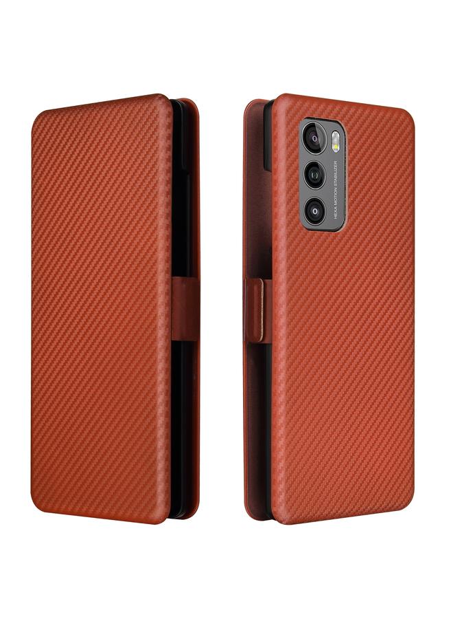 S-TOP Case For LG Wing 5G with Buckle Carbon Fiber Texture Horizontal Flip TPU + PC + PU Leather Case with Card Slot - Image 2