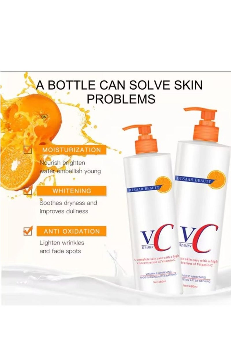 Disaar 480ml Vitamin C Whitening Moisturizing After Bathing Lotion Vitamin C Whitening Body Lotion  Skincare Healthy White Body Lotion Lightening Hydrating Anti Aging Moisturizing Smoothing Skin Care  - Image 5