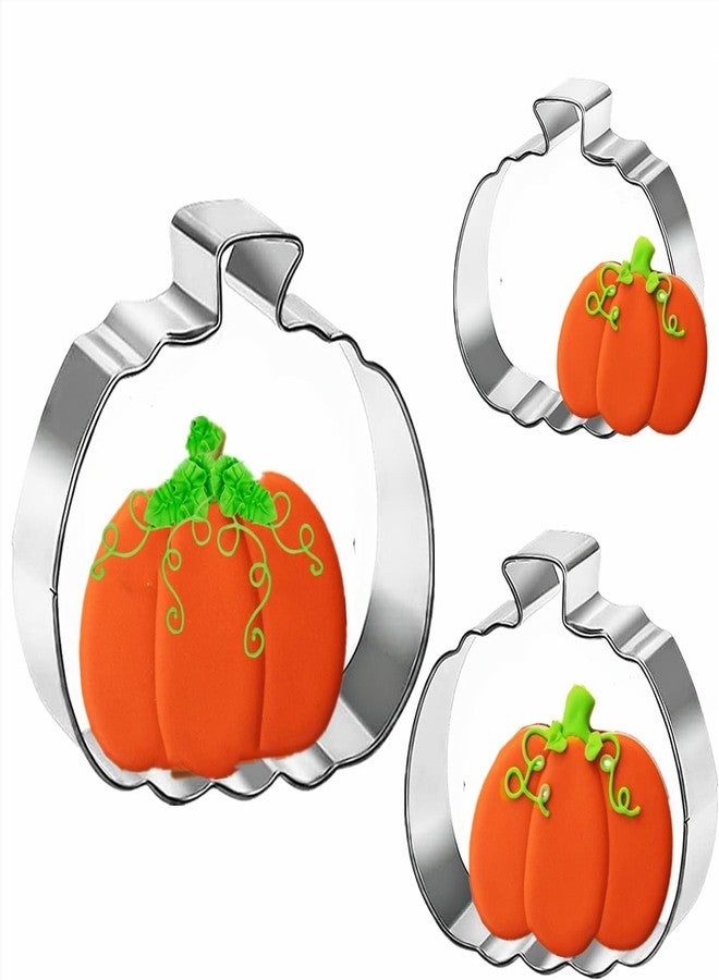Q-BAKER Pumpkin Cookie Cutters Set, 4", 3.22", 2" Large Fall Halloween Thanksgiving Cookie Cutters for Harvest Holiday Decoration Party Supplies - Image 1