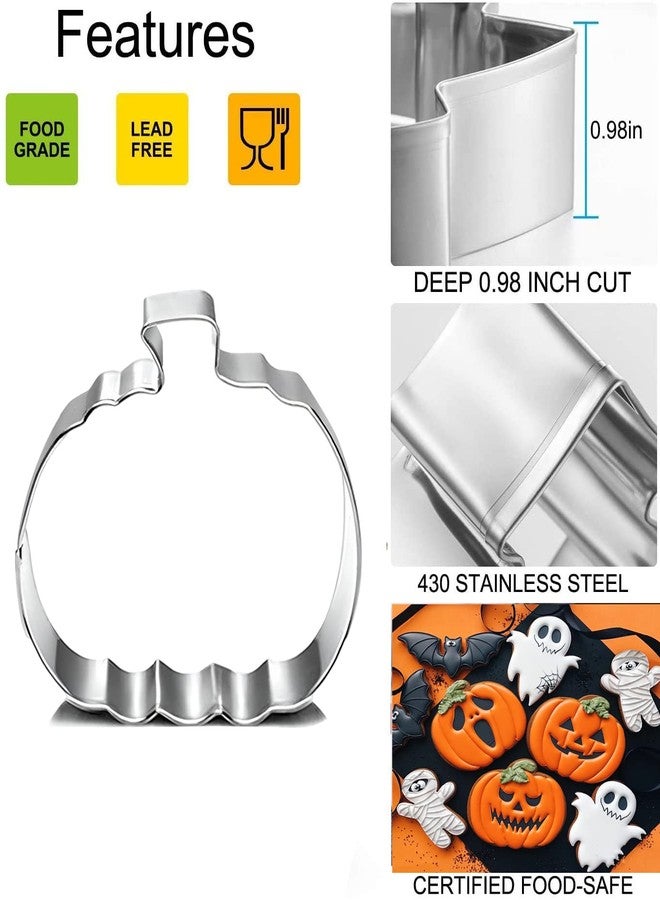 Q-BAKER Pumpkin Cookie Cutters Set, 4", 3.22", 2" Large Fall Halloween Thanksgiving Cookie Cutters for Harvest Holiday Decoration Party Supplies - Image 5