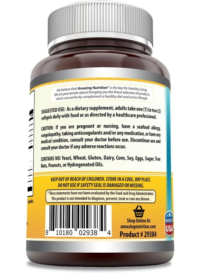 Amazing Nutrition Omega Norwegian Cod Liver Oil Softgels (1250mg, 120 Pieces) - Image 2