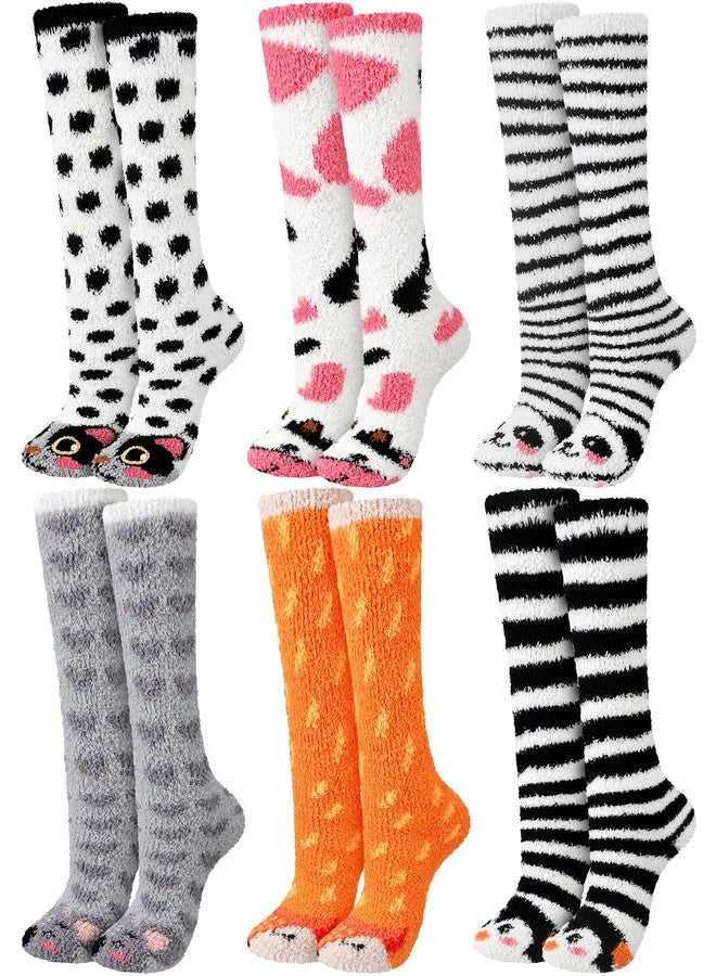 Cutecrop جوارب نسائية طويلة ناعمة من كيوت كروب، 6 أزواج، جوارب شتوية دافئة لطيفة برسومات حيوانات، جوارب طويلة دافئة، هدايا مثالية لأعياد الميلاد - Image 1