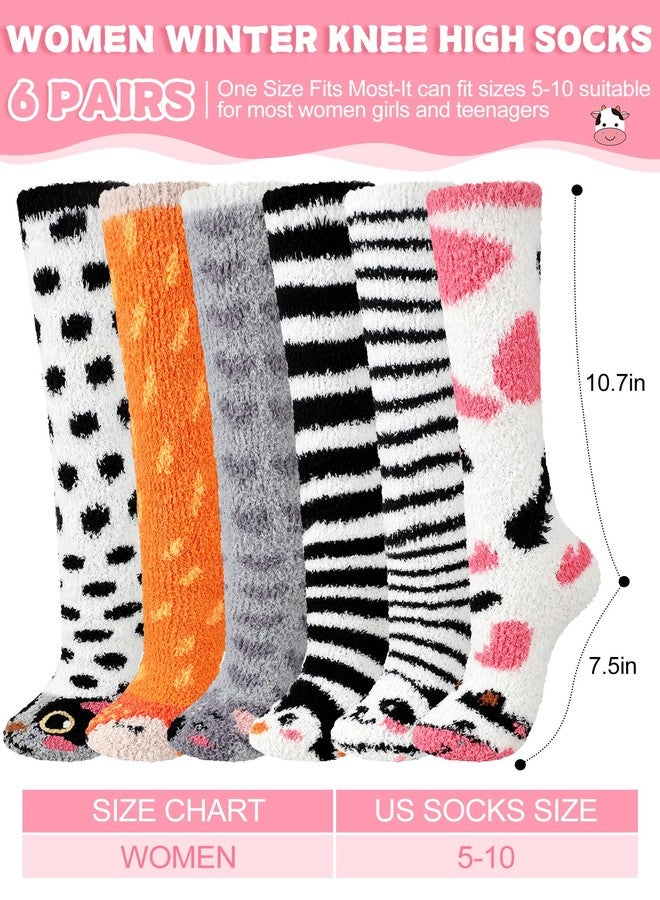 Cutecrop جوارب نسائية طويلة ناعمة من كيوت كروب، 6 أزواج، جوارب شتوية دافئة لطيفة برسومات حيوانات، جوارب طويلة دافئة، هدايا مثالية لأعياد الميلاد - Image 2