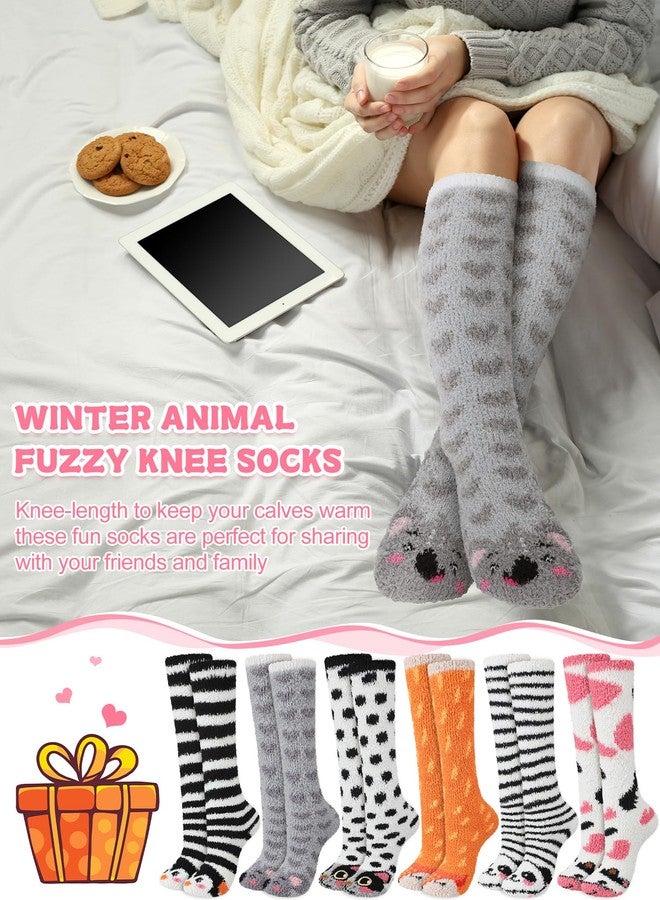Cutecrop جوارب نسائية طويلة ناعمة من كيوت كروب، 6 أزواج، جوارب شتوية دافئة لطيفة برسومات حيوانات، جوارب طويلة دافئة، هدايا مثالية لأعياد الميلاد - Image 5