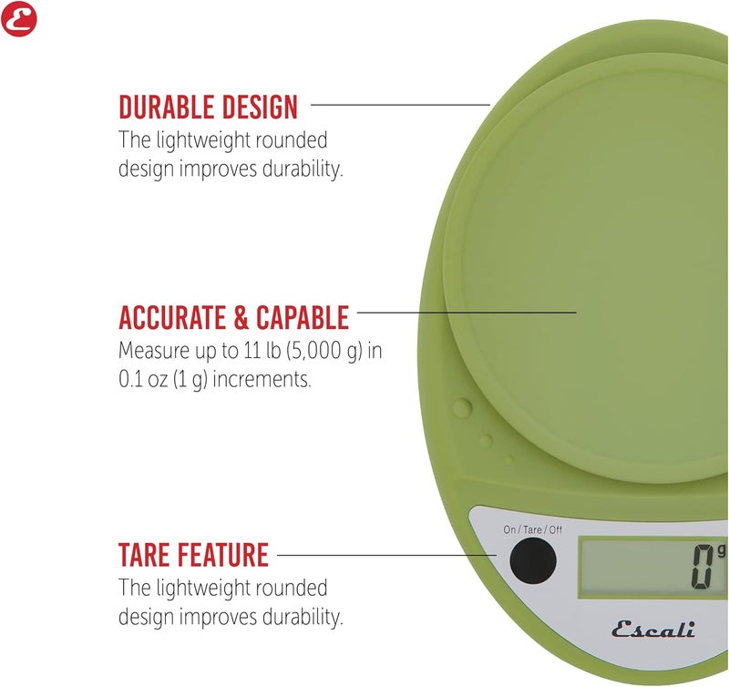 Escali Primo Digital Food Scale in Tarragon Green - Multi-Functional Kitchen Scale for Precise Weight Measuring and Portion Control - Image 2