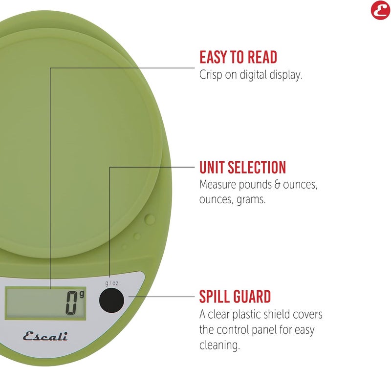 Escali Primo Digital Food Scale in Tarragon Green - Multi-Functional Kitchen Scale for Precise Weight Measuring and Portion Control - Image 3