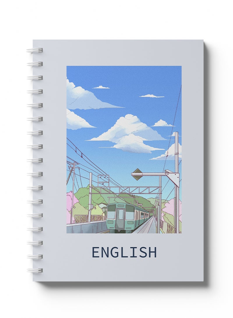 LOWHA English Sprial Notebook, 60 Sheets with Hard Paper Cover Train Design Multicolour - Image 1