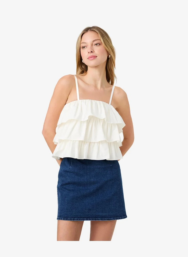 فرنش كونكشن Women's Porc Crm Aimee Cotton Strapless Top