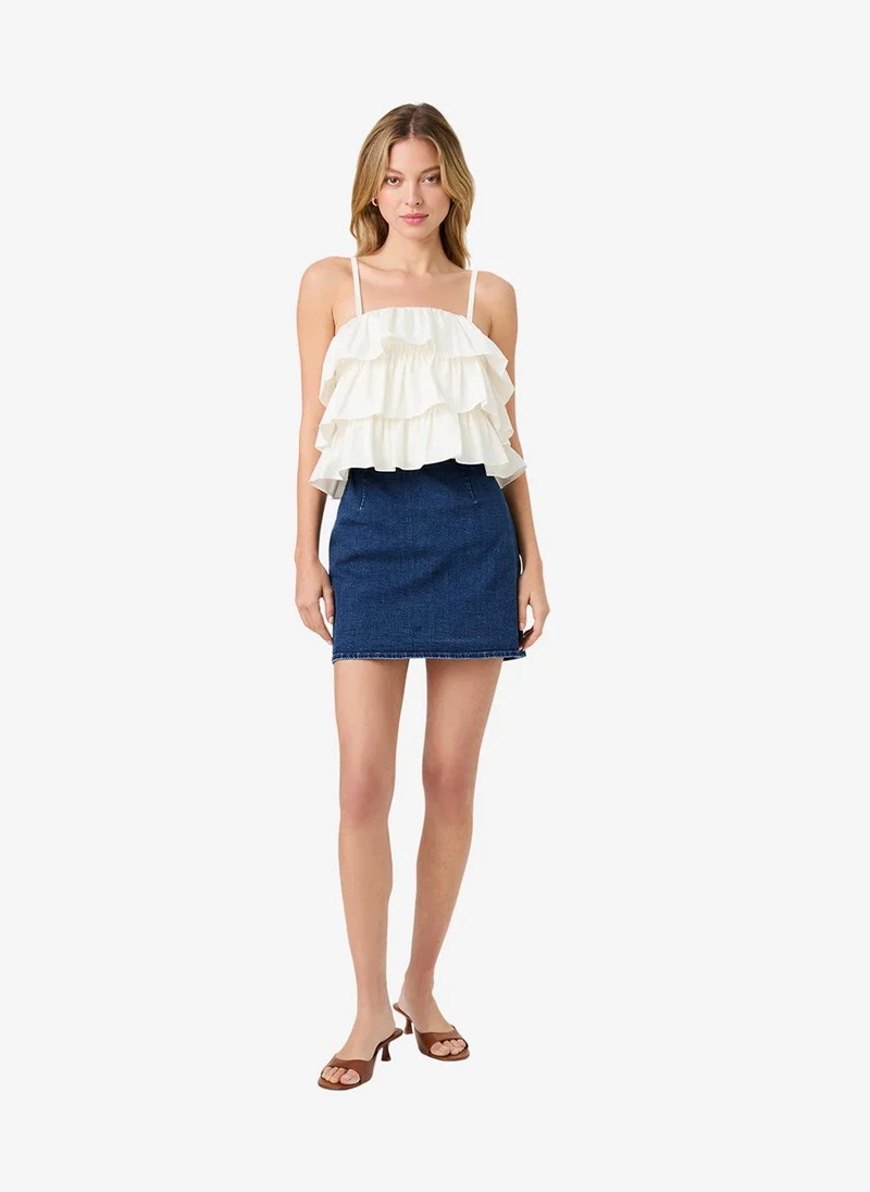 فرنش كونكشن Women's Porc Crm Aimee Cotton Strapless Top