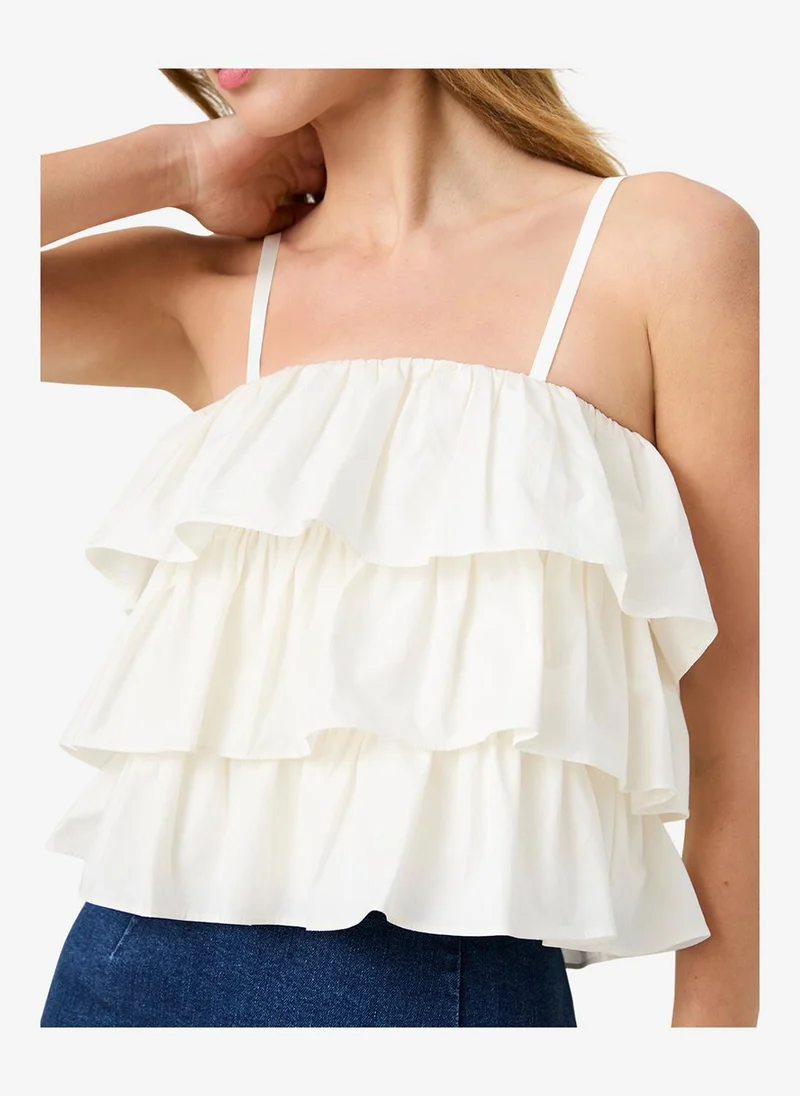 French Connection Porc Crm Women's Porc Crm Aimee Cotton Strapless Top for Women | Best Price UAE