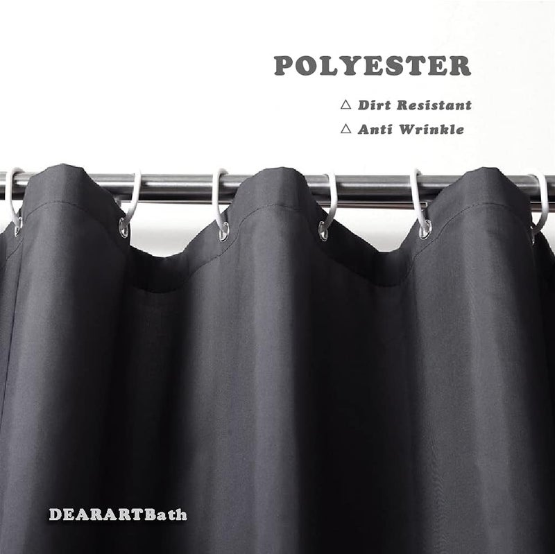 DEARART Bath Dark Grey Shower Curtain Liner for Bathroom, 180cm*180cm Cloth Shower Curtain with Grommet and Hooks, Mildrew Resistant 100% Waterproof Easy Care Machine Washable - Image 5