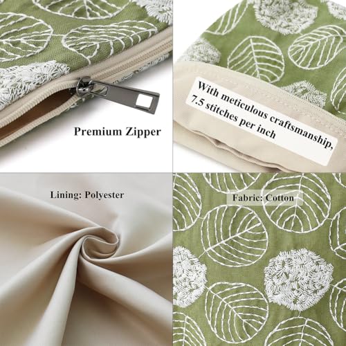 BBORGDC Small Cosmetic Bag Set of 3 for Purse, Green Floral Cotton Makeup Pouch Set, 3 Sizes Zipper Organizer for Travel & Toiletries, Gift for Her Birthday, Bridesmaid & Best Friend - Image 5