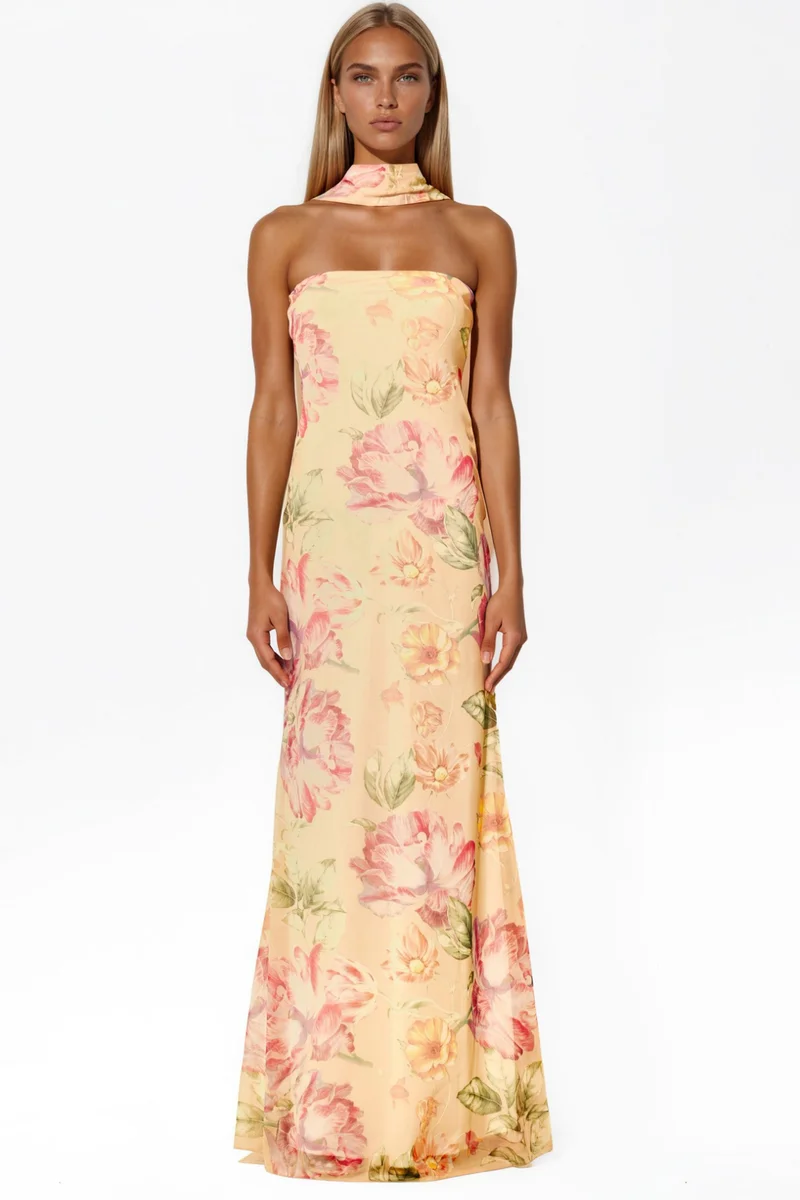 Hiccup Strapless Patterned Maxi Dress
