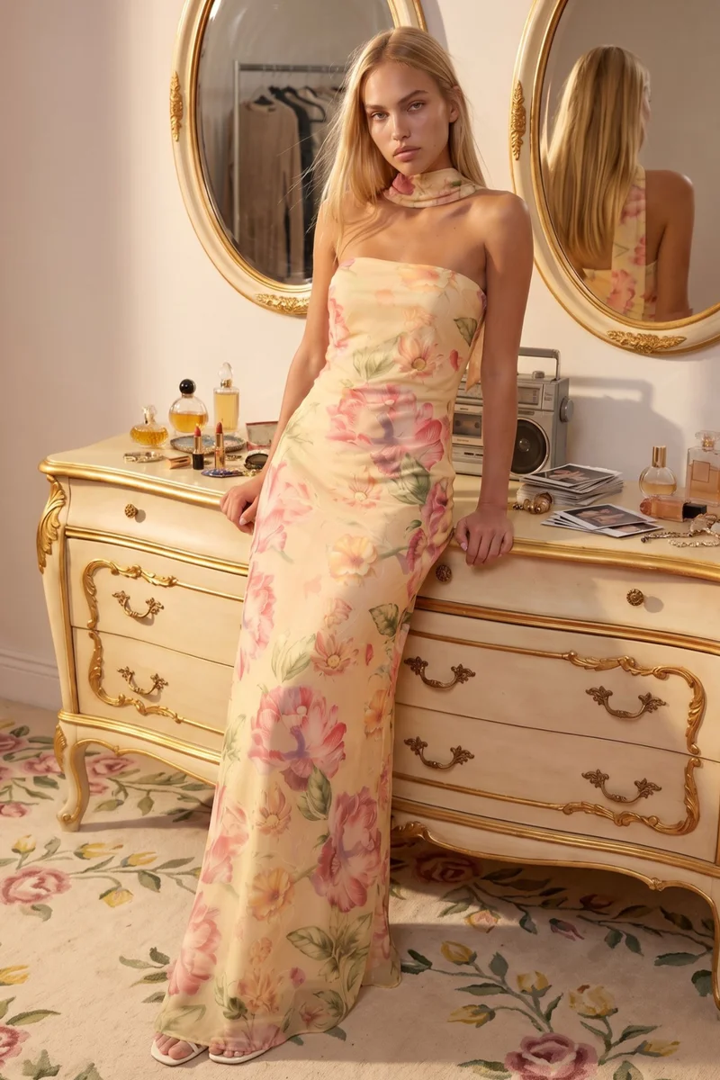 Hiccup Strapless Patterned Maxi Dress
