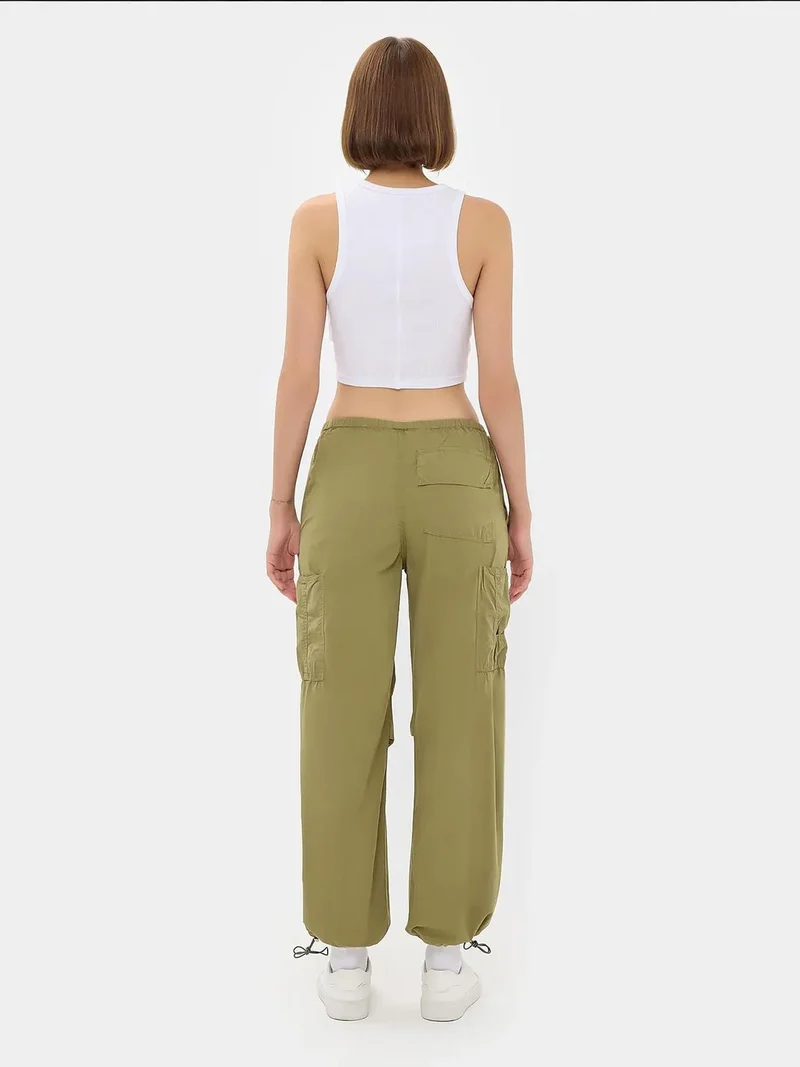 HICCUP Mid Rise Drawstring Cargo Trousers