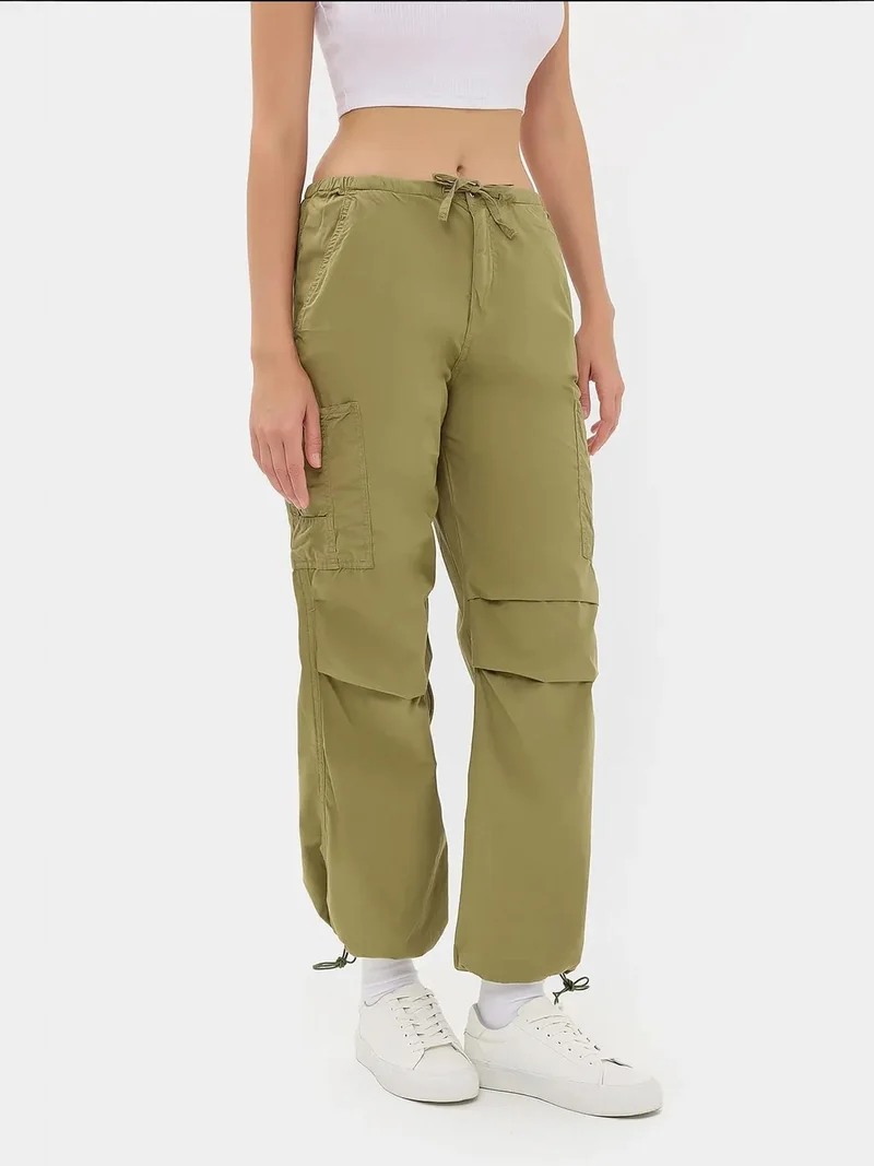 HICCUP Mid Rise Drawstring Cargo Trousers