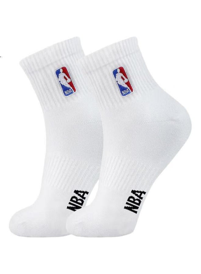 NBA Basketball Socks For Men, Summer Casual Sports Socks, Embroidered Mid-Calf, Size 44-47, Extra Large, Men'S Cotton Socks, Running Socks, 4 Pairs - Image 3