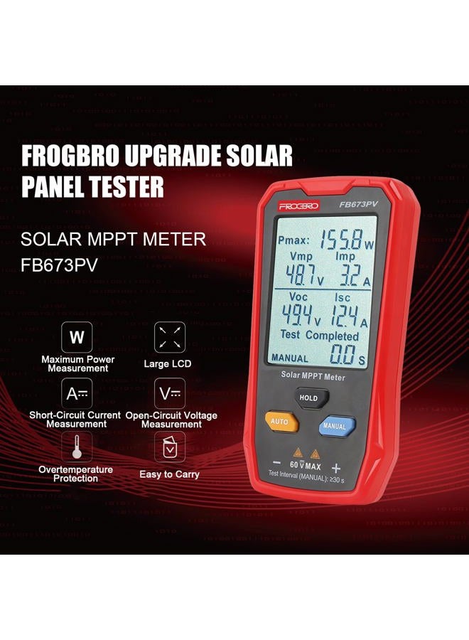 FrogBro - Upgraded Solar Panel Meter, Photovoltaic Multimeter, 800W, Solar MPPT Meter with Large Ultra-Fast LCD Display, Circuit Voltage Troubleshooting Tool - Image 2