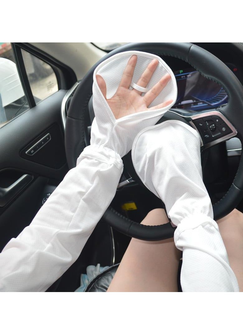 general Summer sun protection sleeves horseshoe sleeves UV protection finger sleeves ice silk sun protection cycling driving loose horseshoe sleeves - Image 1