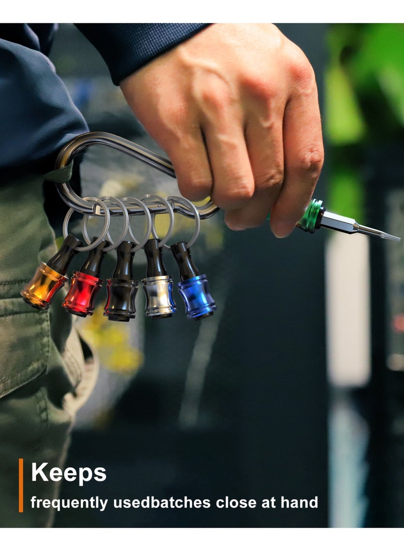 Katerk 1/4inch Hex Shank Aluminum Alloy Screwdriver Bits Holder Extension Bar Drill Screw Adapter Change Keychain Portable（15PC color with silver carabiner） - Image 4