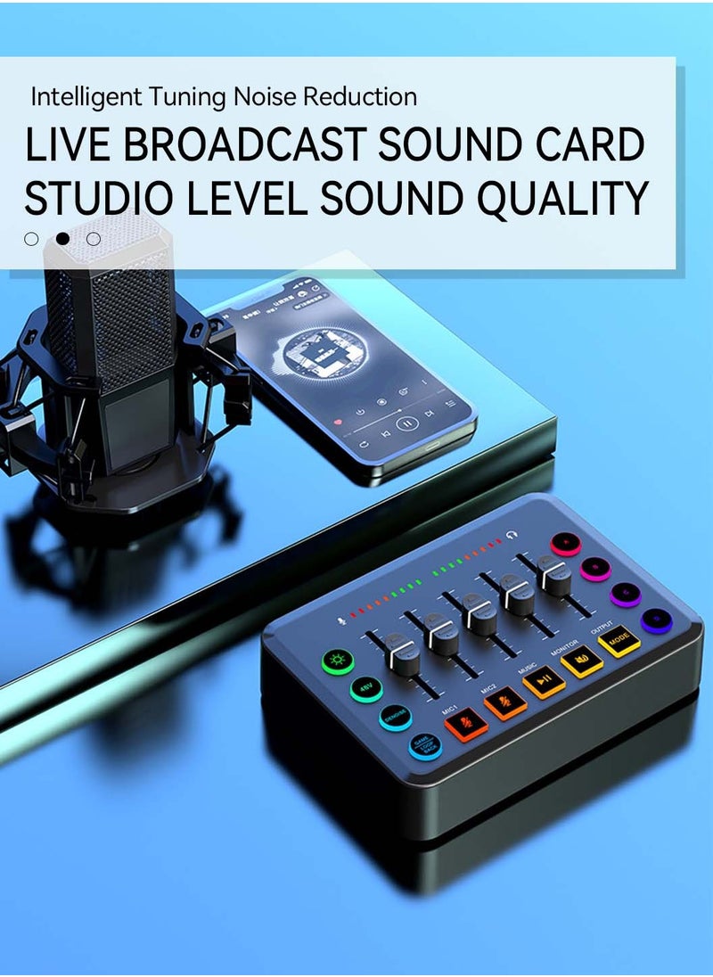 ليوكور بطاقة صوت F9، جهاز خلط DJ، جهاز خلط صوتي احترافي، مناسب للبث المباشر/البودكاست/يوتيوب/الكمبيوتر الشخصي/الكاريوكي (أسود)  - Image 3