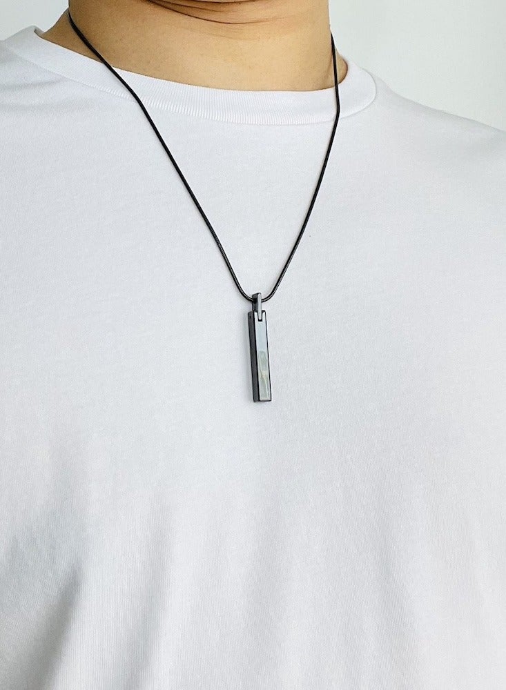 Elegant Black Tungsten Bar Pendant with Sleek Stainless Steel Black Snake Chain  - Image 4