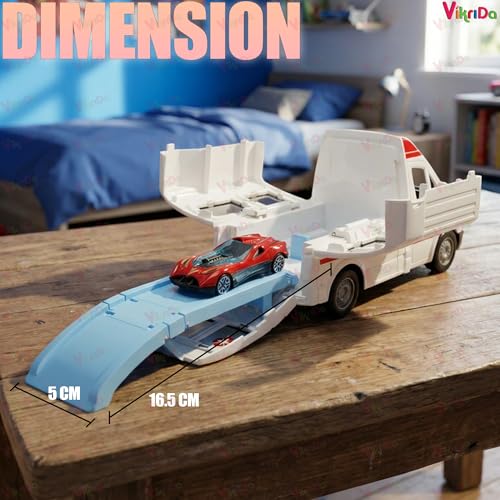 Vikrida Big Ambulance Track Vehicle Toy with Foldable Ejection Race Track & 3 Pcs Die cast Cars for Kids - Multicolor - Image 5