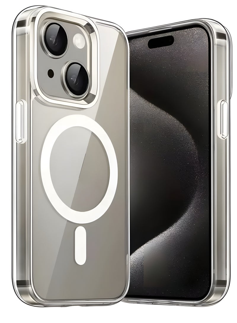 جراب لموبايل ايفون 15 Plus ماج سيف شفاف يدعم الشحن اللاسلكي المغناطيسي، حماية ضد الصدمات، مقاوم للخدش لموبايل ايفون 15 بلس - شفاف - Image 1