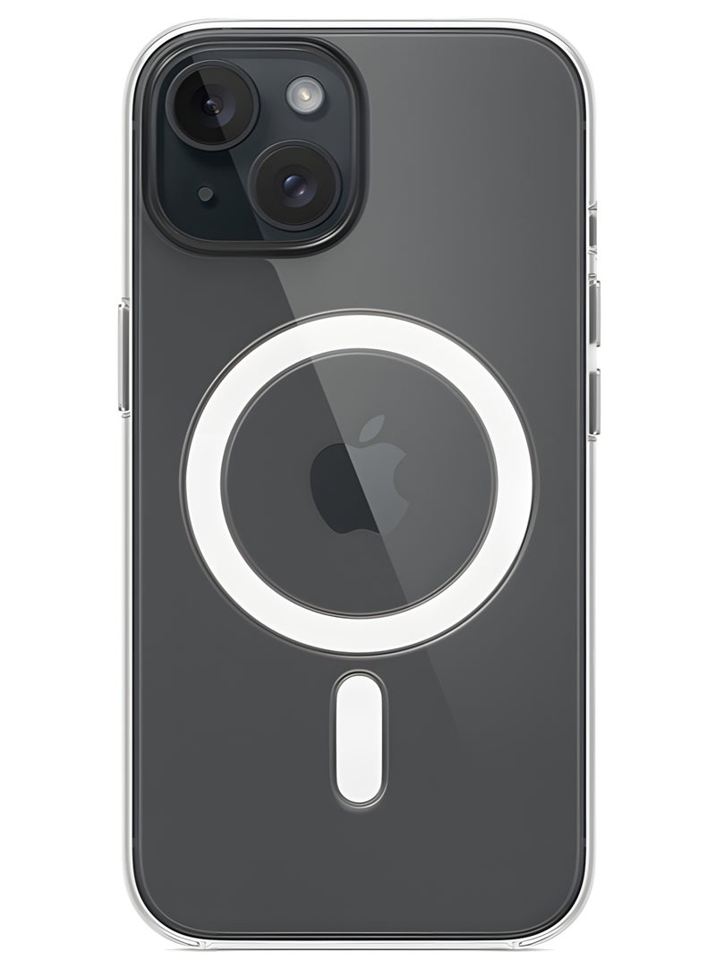 جراب لموبايل ايفون 15 Plus ماج سيف شفاف يدعم الشحن اللاسلكي المغناطيسي، حماية ضد الصدمات، مقاوم للخدش لموبايل ايفون 15 بلس - شفاف - Image 2